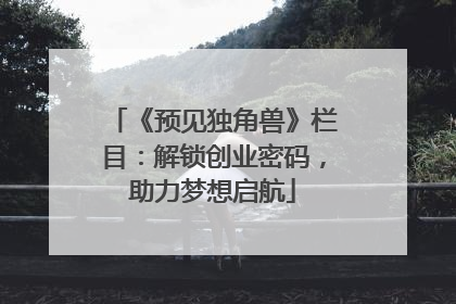 《预见独角兽》栏目：解锁创业密码，助力梦想启航