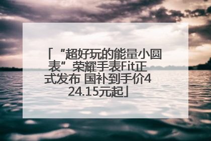 “超好玩的能量小圆表”荣耀手表Fit正式发布 国补到手价424.15元起