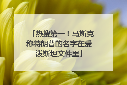 热搜第一！马斯克称特朗普的名字在爱泼斯坦文件里