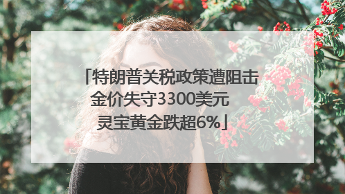 特朗普关税政策遭阻击金价失守3300美元 灵宝黄金跌超6%