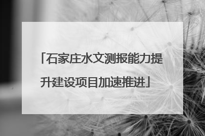 石家庄水文测报能力提升建设项目加速推进