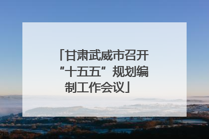 甘肃武威市召开“十五五”规划编制工作会议