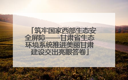 筑牢国家西部生态安全屏障——甘肃省生态环境系统推进美丽甘肃建设交出亮眼答卷