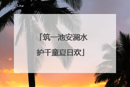 筑一池安澜水 护千童夏日欢