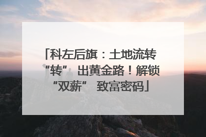 科左后旗：土地流转 “转” 出黄金路！解锁 “双薪” 致富密码