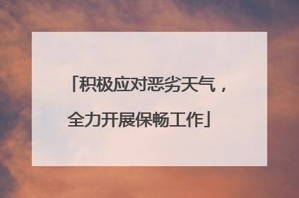 积极应对恶劣天气，全力开展保畅工作