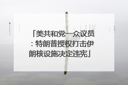 美共和党一众议员：特朗普授权打击伊朗核设施决定违宪