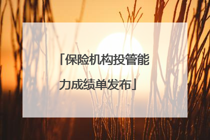 保险机构投管能力成绩单发布