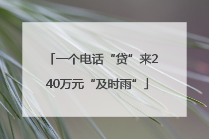 一个电话“贷”来240万元“及时雨”