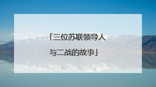 三位苏联领导人与二战的故事
