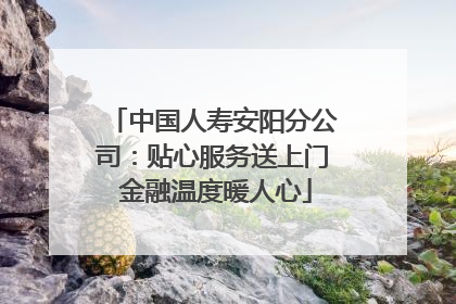 中国人寿安阳分公司：贴心服务送上门 金融温度暖人心