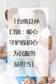 台前县孙口镇：暖心守护践初心 为民服务显担当
