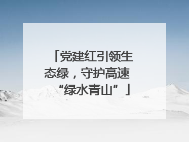 党建红引领生态绿，守护高速“绿水青山”