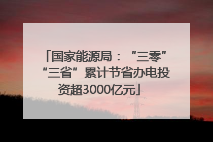 国家能源局：“三零”“三省”累计节省办电投资超3000亿元