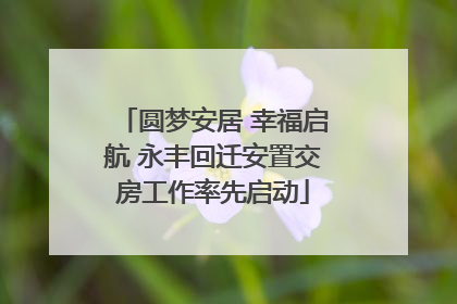 圆梦安居 幸福启航 永丰回迁安置交房工作率先启动