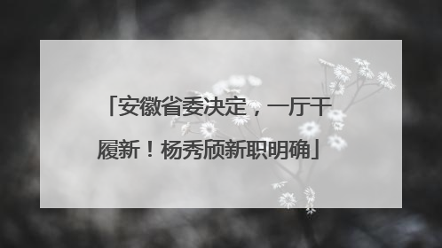 安徽省委决定，一厅干履新！杨秀颀新职明确