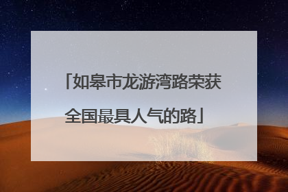 如皋市龙游湾路荣获全国最具人气的路