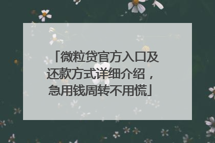 微粒贷官方入口及还款方式详细介绍，急用钱周转不用慌
