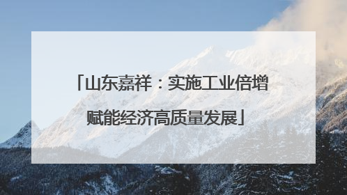 山东嘉祥：实施工业倍增 赋能经济高质量发展