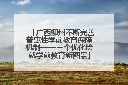 广西柳州不断完善普惠性学前教育保障机制——三个优化绘就学前教育新图景