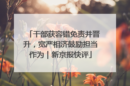 干部获容错免责并晋升，宽严相济鼓励担当作为｜新京报快评