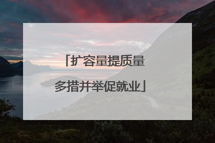 扩容量提质量 多措并举促就业