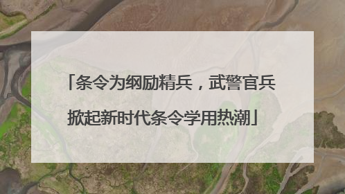 条令为纲励精兵，武警官兵掀起新时代条令学用热潮