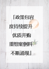 政策包容度持续提升 优质并购重组案例料不断涌现