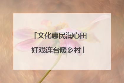 文化惠民润心田 好戏连台暖乡村