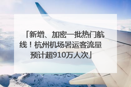新增、加密一批热门航线！杭州机场暑运客流量预计超910万人次