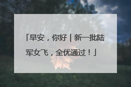 早安，你好｜新一批陆军女飞，全优通过！