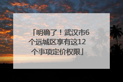 明确了！武汉市6个远城区享有这12个事项定价权限