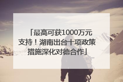 最高可获1000万元支持！湖南出台十项政策措施深化对德合作