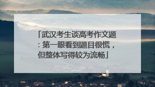 武汉考生谈高考作文题：第一眼看到题目很慌，但整体写得较为流畅