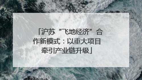 沪苏“飞地经济”合作新模式：以重大项目牵引产业链升级