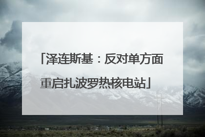 泽连斯基：反对单方面重启扎波罗热核电站