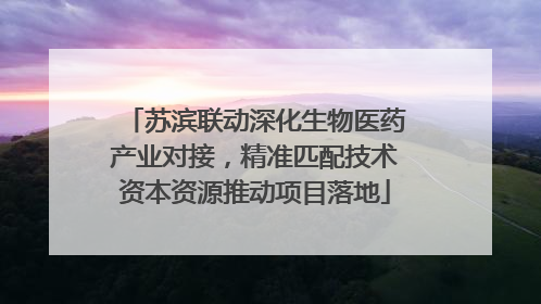 苏滨联动深化生物医药产业对接，精准匹配技术资本资源推动项目落地