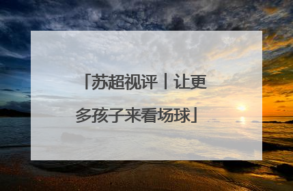 苏超视评︱让更多孩子来看场球