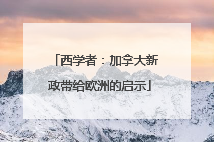 西学者：加拿大新政带给欧洲的启示