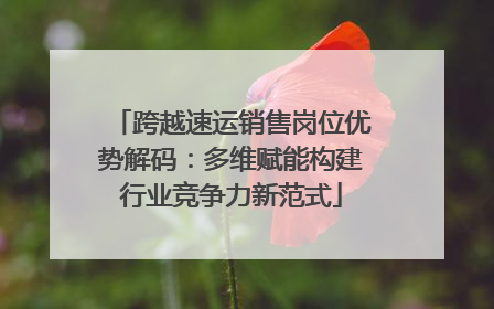 跨越速运销售岗位优势解码：多维赋能构建行业竞争力新范式