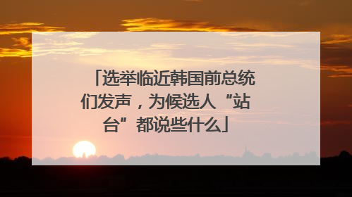 选举临近韩国前总统们发声，为候选人“站台”都说些什么