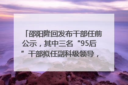 邵阳隆回发布干部任前公示，其中三名“95后”干部拟任副科级领导，均系硕士选调生