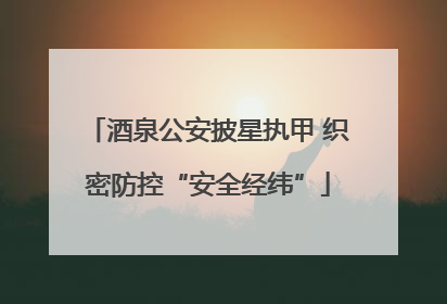 酒泉公安披星执甲 织密防控“安全经纬”