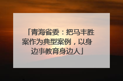 青海省委：把马丰胜案作为典型案例，以身边事教育身边人
