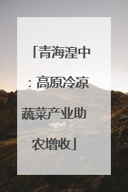 青海湟中：高原冷凉蔬菜产业助农增收