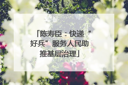 陈寿臣：快递“好兵”服务人民助推基层治理