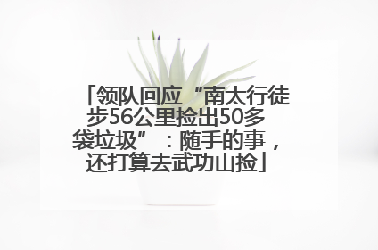 领队回应“南太行徒步56公里捡出50多袋垃圾”：随手的事，还打算去武功山捡