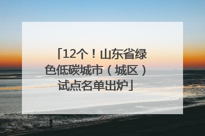 12个！山东省绿色低碳城市（城区）试点名单出炉